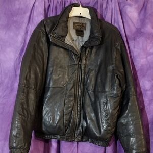 Eddie Bauer black Down Leather Jacket